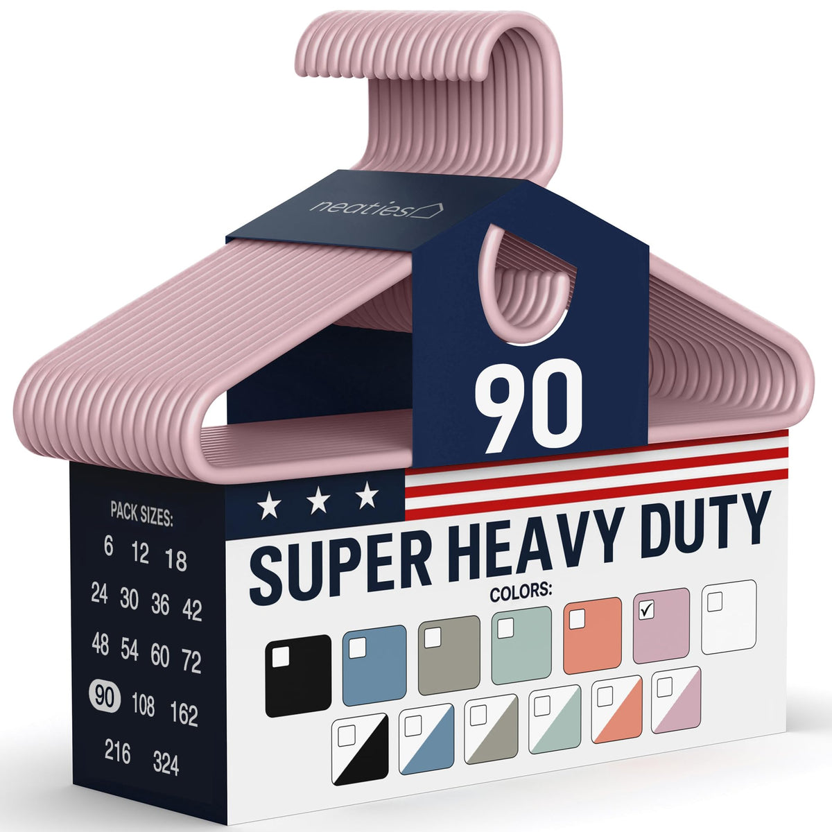 Super Heavy Duty Clothes Hangers 18 Pack – Made in the USA - 10lb Capacity, Thick Plastic Hangers for Pants, Coats, Jackets, Jeans and Adult Clothing – White