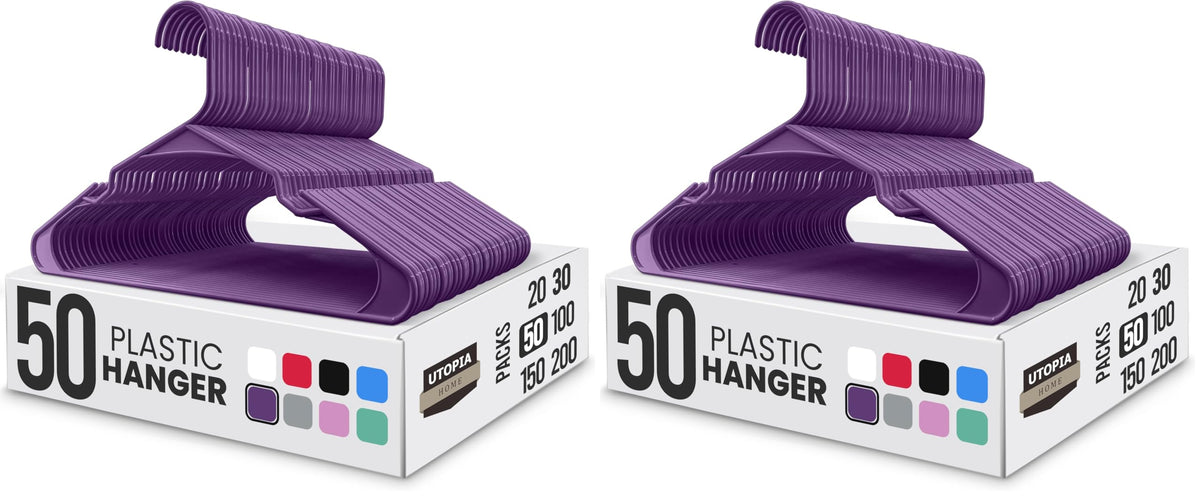 Utopia Home Plastic Hangers 50 Pack – Space Saving Clothes Hanger Black