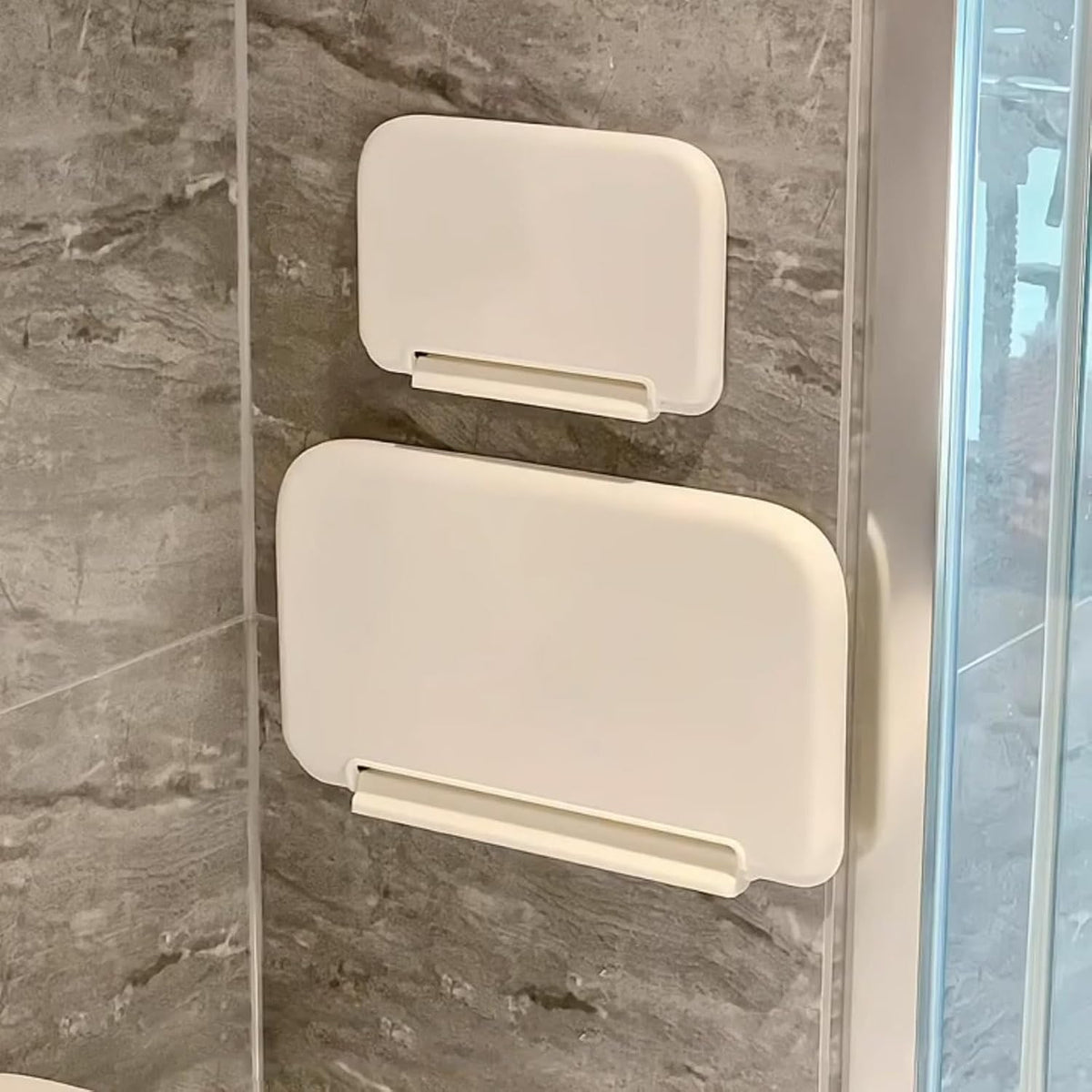 2-Pack Foldable Floating Shelves for Wall | No Drill White Wall Shelves | Small Floating Shelf for Bathroom, Bedroom, RV, KitchenAdhesive Shelves for Phones, Watches | Renter Friendly