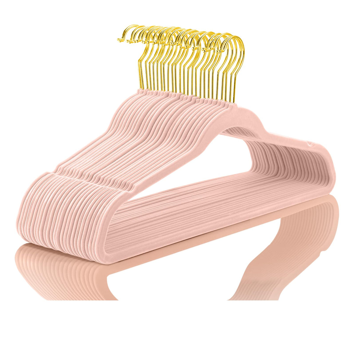 MIZGI Premium Velvet Hangers Pack 50 Pcs Heavyduty - Non Slip Slimline - Velvet Suit Hangers Ivory - Gold Hooks,Space Saving Clothes Hangers …