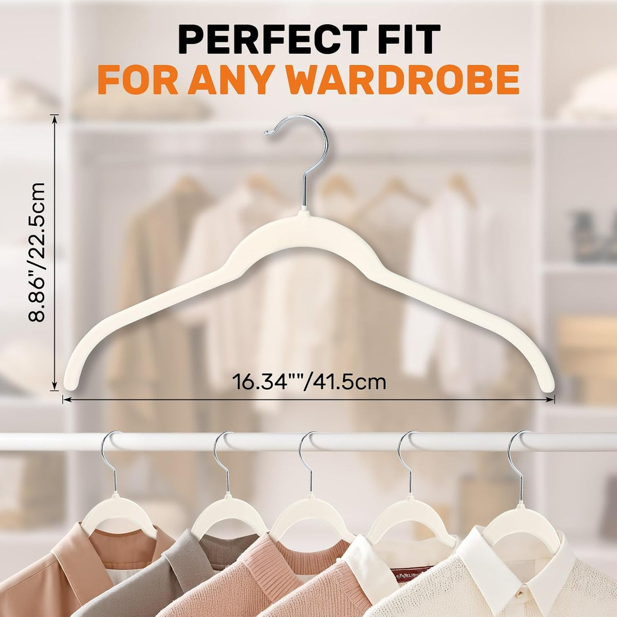 Sishynio Velvet Shirt Hangers 30 Pack, Slim Felt Hangers Beige