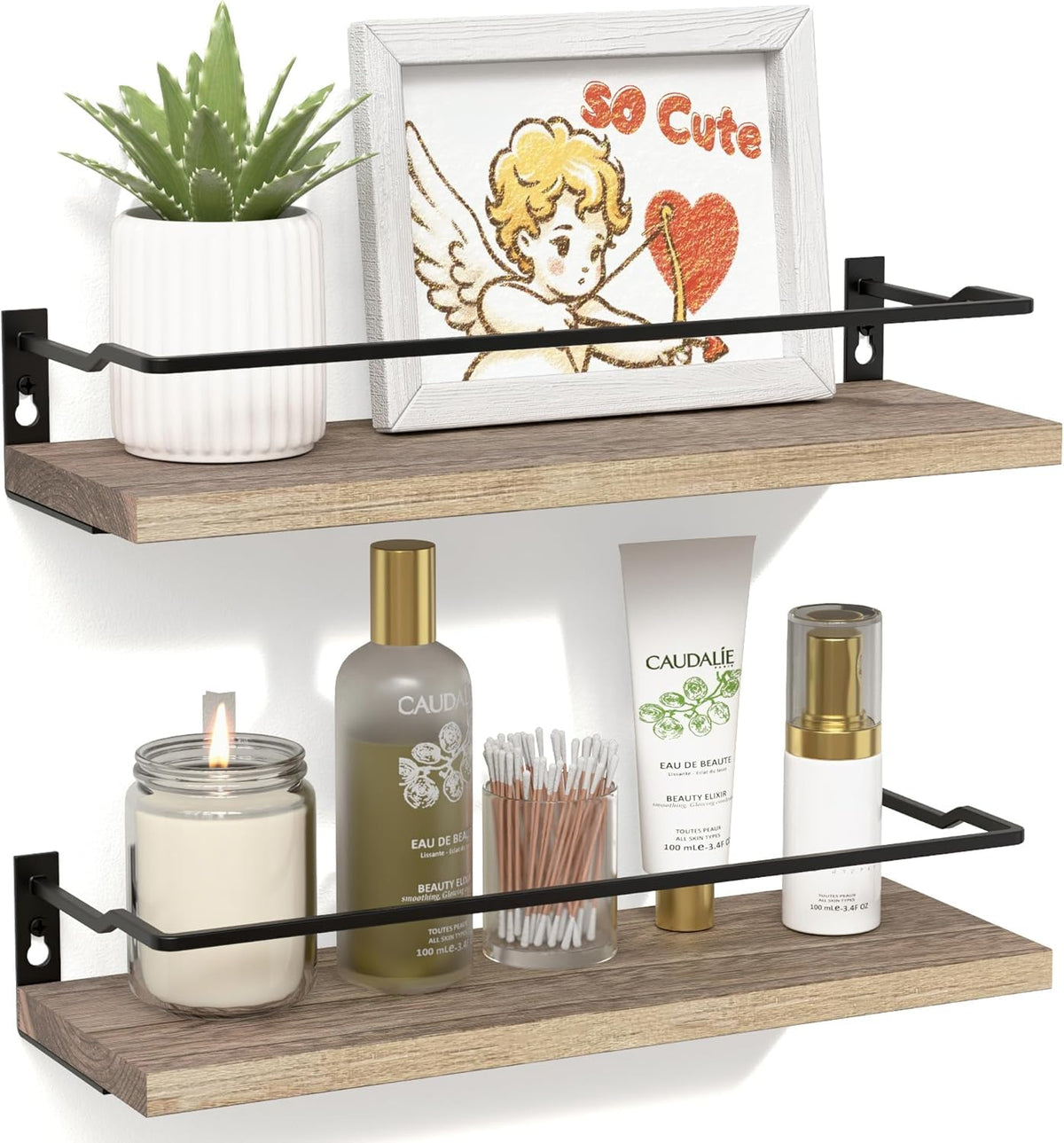 RICHER HOUSE Floating Shelves Bathroom, Small Wall Shelf Over Toilet 2 Set