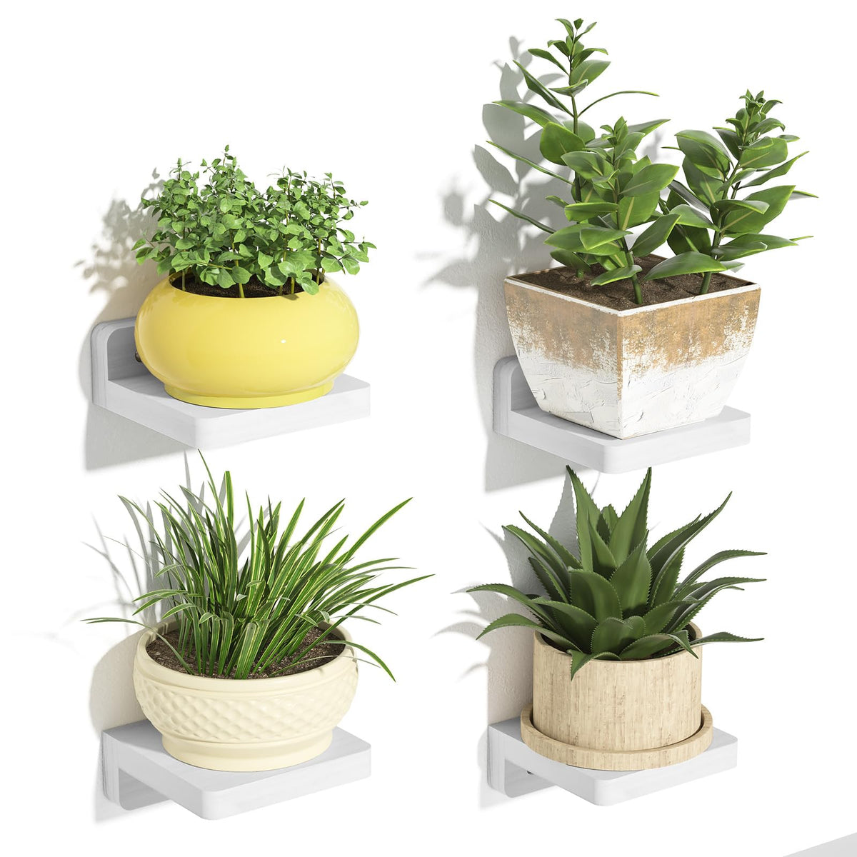 SRIWATANA Black Mini Floating Shelves, Set of 4 Small Wall Display Shelf