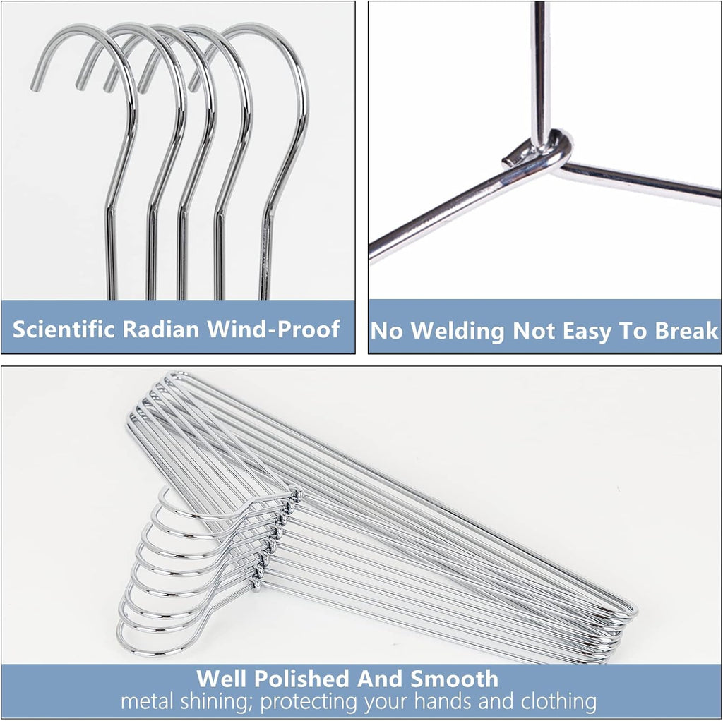 Amber Home 30 Pack Heavy Duty Metal Coat Hangers, Smooth Chrome Hangers