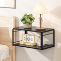 Floating Nightstand, Wood Bedside Shelf Wall Mounted Nightstand, Floating Bedside Table Wall Shelf for Bedroom, Living Room, Bathroom, Kitchen, Office (Vintage Brown)