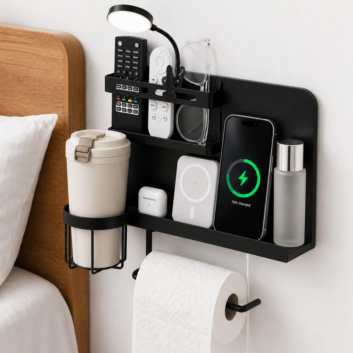 Floating Bedside Wall Shelf,【Metal】 Wall Organizer for College Dorm Decor