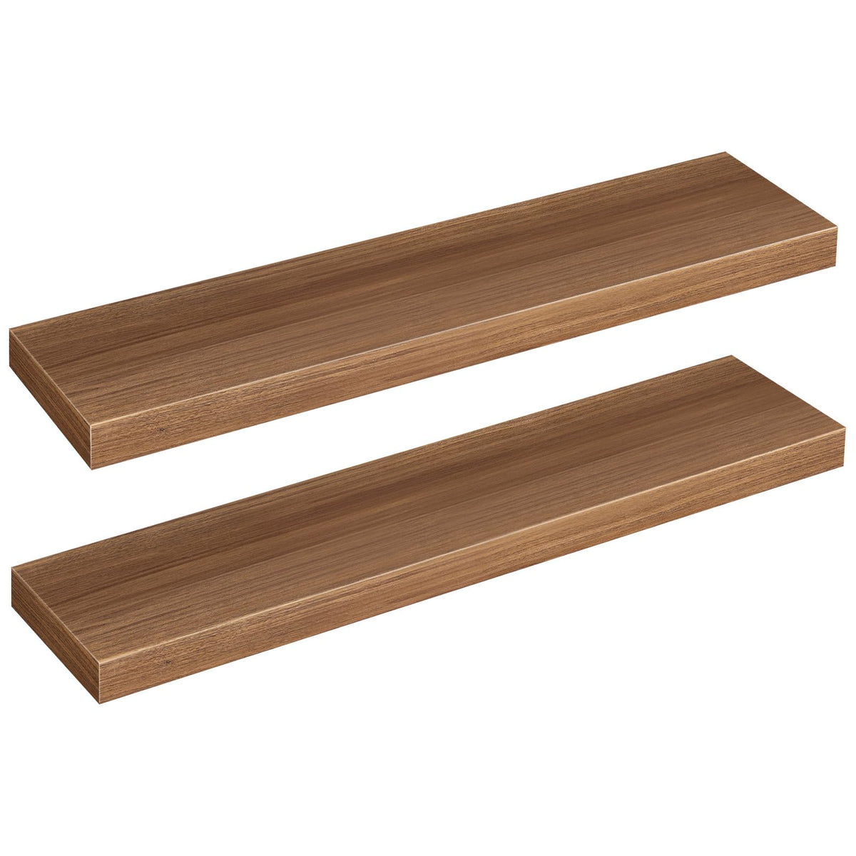 HOOBRO Floating Shelves for Wall, Wall Mounted Shelf Set of 2, 15.7" Hanging Shelf with Invisible Brackets, for Wall Decor Storage in Bathroom Bedroom Kitchen Living Room Office, Rustic Brown BF40BJ01