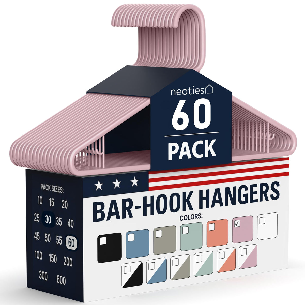 Plastic Hangers 30 Pack – Made in the USA – 6lb Capacity Standard Clothes Hangers with Strap Hooks for Dresses, Lingerie, Shirts, Pants, and Jackets – White