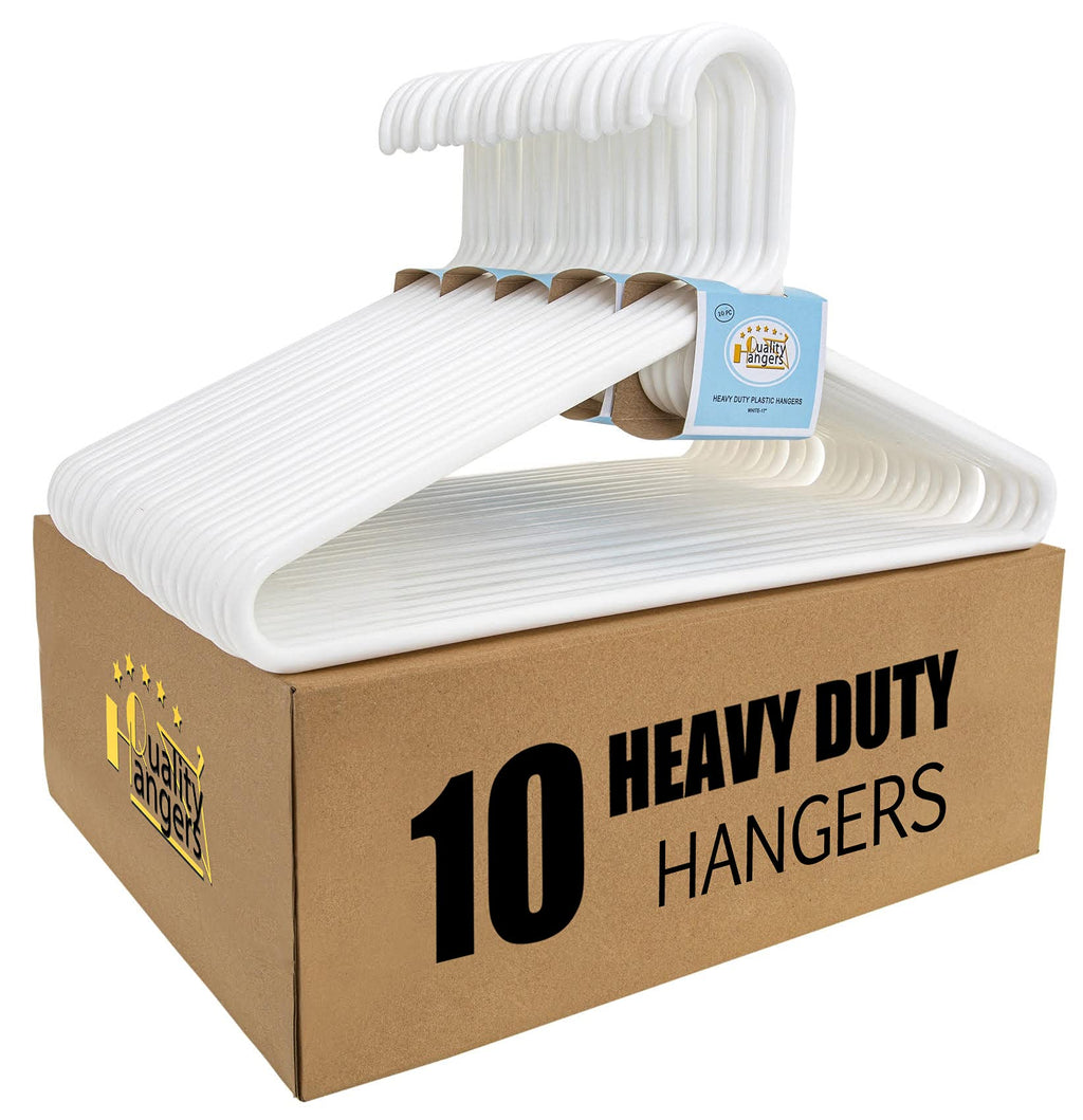 Quality White Plastic Hangers 30 Pack - Super Thick Heavy Duty Multipack for Clothes - Strong Standard Closet Clothing Hangers with Hook for Scarves and Belts-17 for Coats (White, 30)