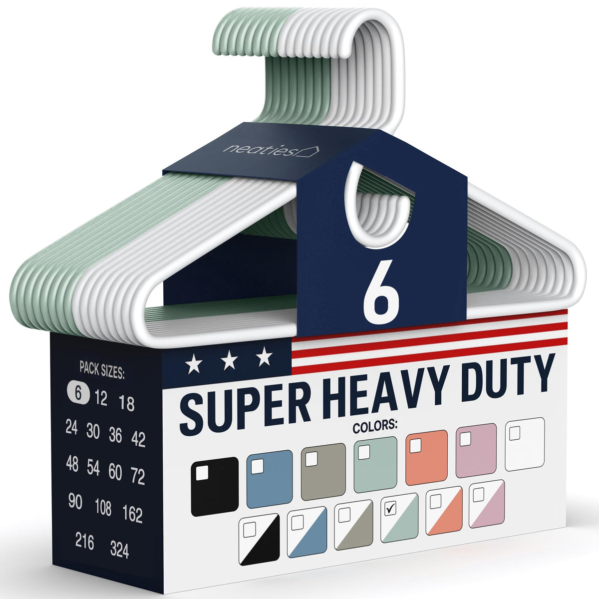 Super Heavy Duty Clothes Hangers 18 Pack – Made in the USA - 10lb Capacity, Thick Plastic Hangers for Pants, Coats, Jackets, Jeans and Adult Clothing – White