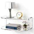 Acrylic Floating Nightstand, Wall Mounted Bedside Table Shelf (Clear, 15.7”×9.4“×5.9”)