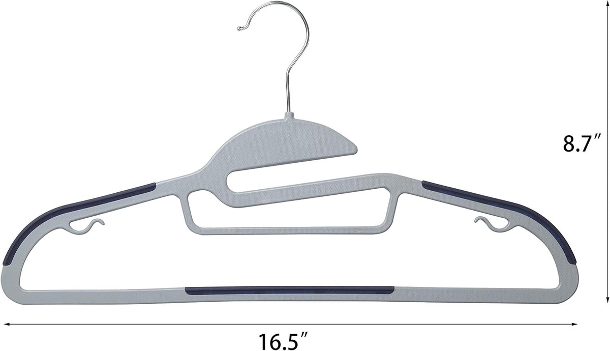 Finnhomy 50 Pack Plastic Hangers, Heavy Duty Clothes Hangers with Non-Slip Pads, Space Saving Easy Slide Clothes Hanger for Closet, Great for Shirts, Pants, Scarves, Strong Enough for Coat