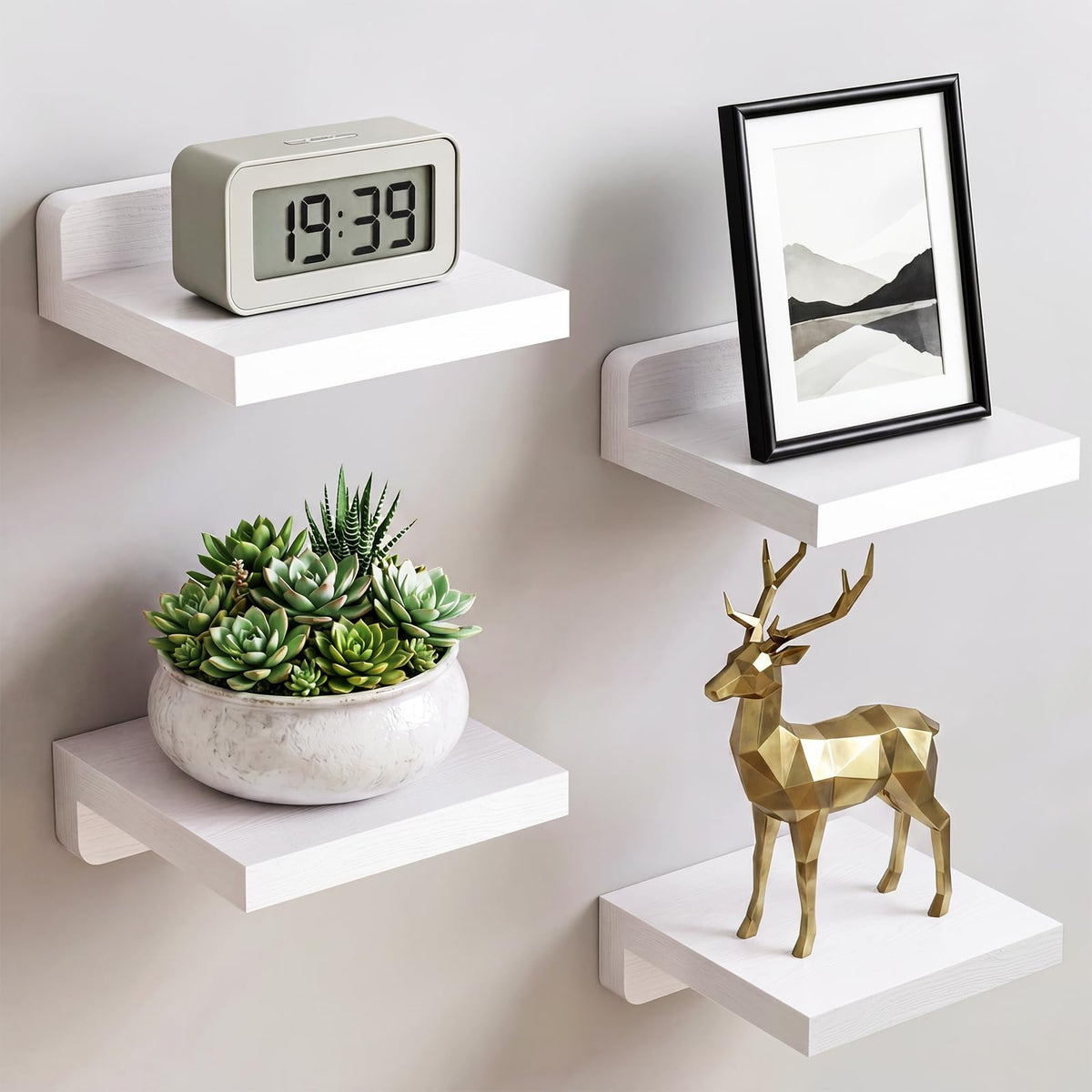 Fixwal Small Floating Shelves for Wall (Dark Carbonized, Set of 4, 5 Inch)