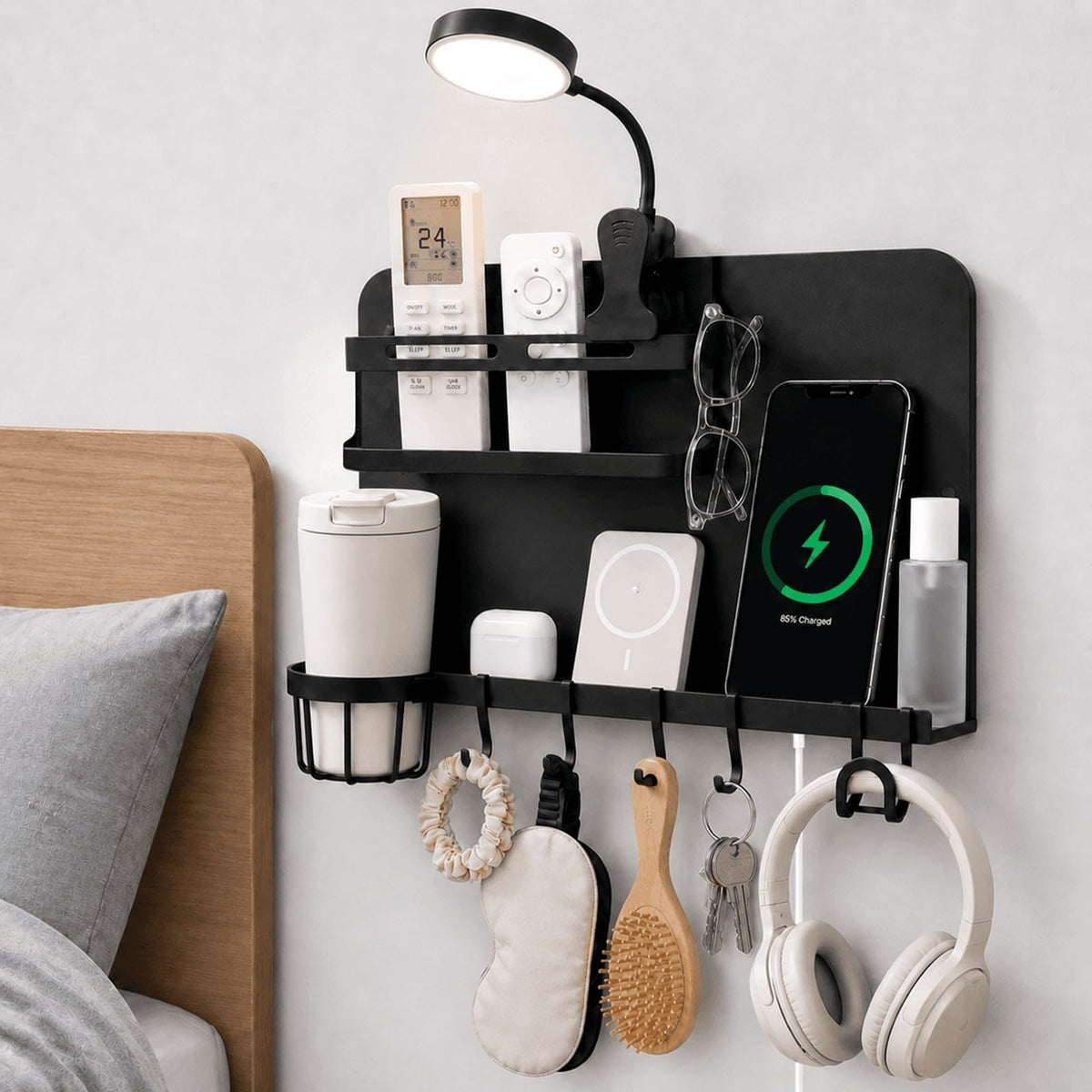 Floating Bedside Wall Shelf,【Metal】 Wall Organizer for College Dorm Decor