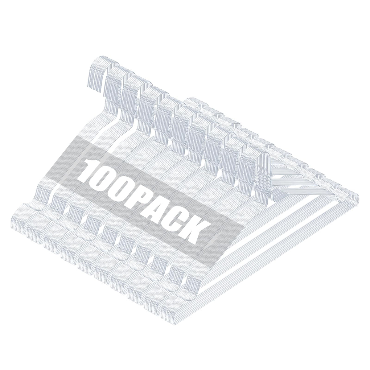 SPECILITE Metal Wire Clothes Hangers Bulk 100 Pack with Grooves, Silver