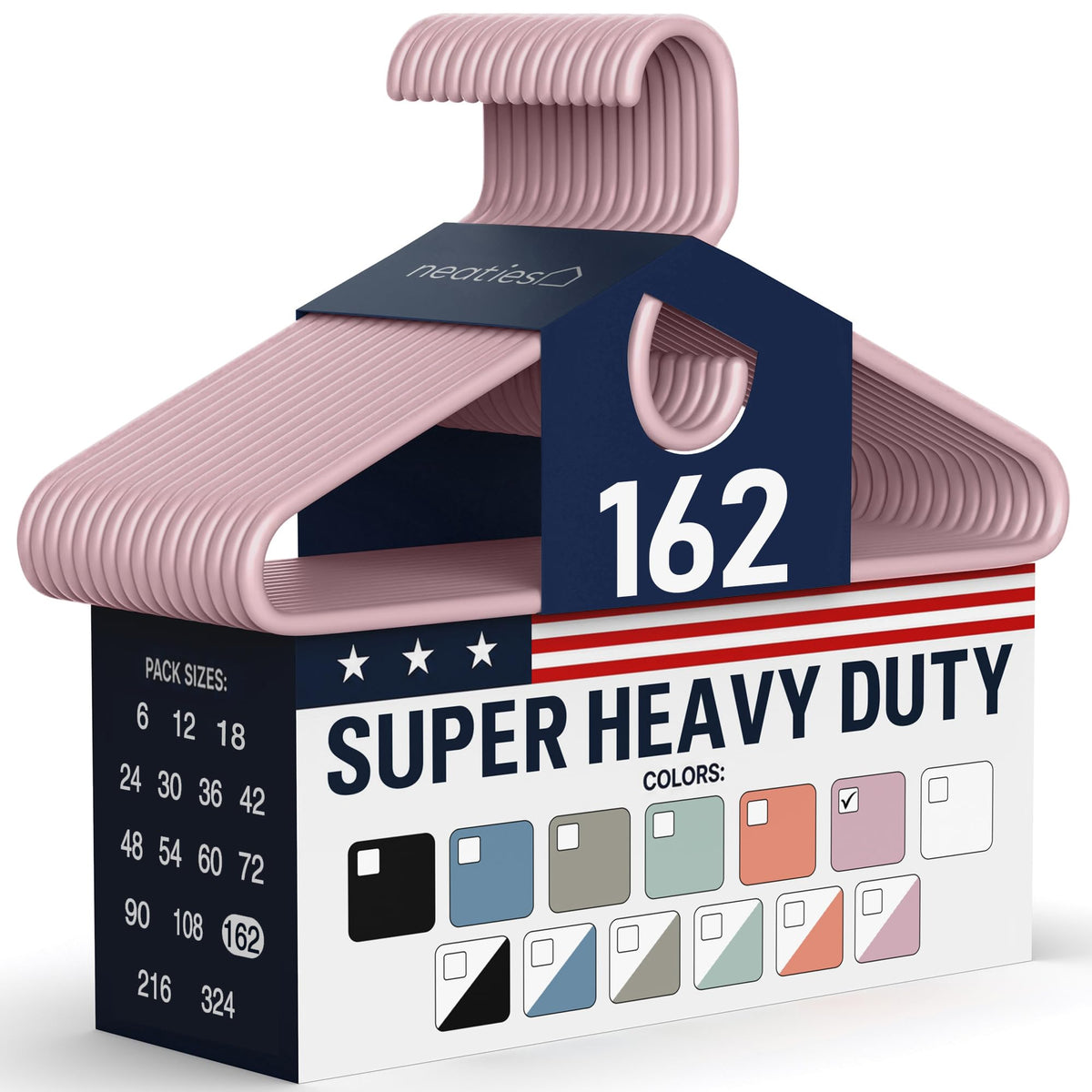 Super Heavy Duty Clothes Hangers 18 Pack – Made in the USA - 10lb Capacity, Thick Plastic Hangers for Pants, Coats, Jackets, Jeans and Adult Clothing – White