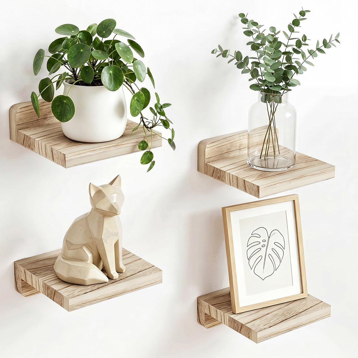 Fixwal Small Floating Shelves for Wall (Dark Carbonized, Set of 4, 5 Inch)
