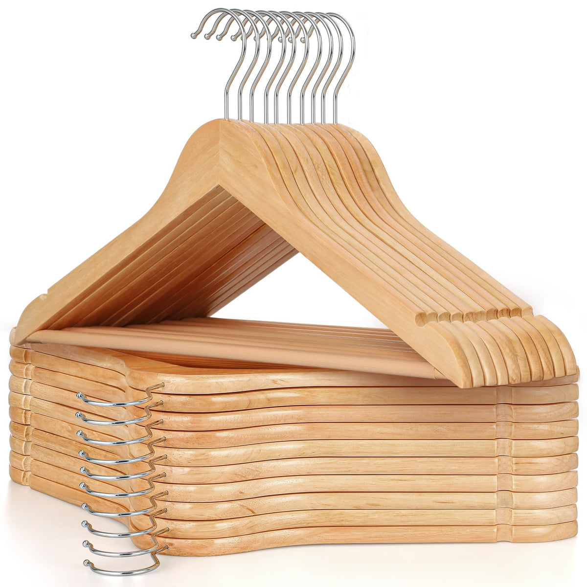 TOPIA HANGER Wooden Hangers 30 Pack, Wood Clothes Hanger Natural