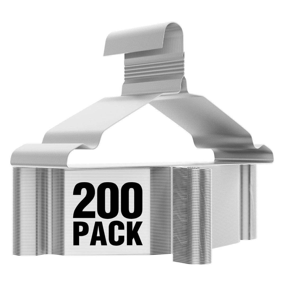 SPECILITE Metal Wire Clothes Hangers Bulk 100 Pack with Grooves, Silver