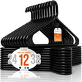 HOUSE DAY Heavy Duty Plastic Hangers 24 Pack - Thick Black Clothes Hangers