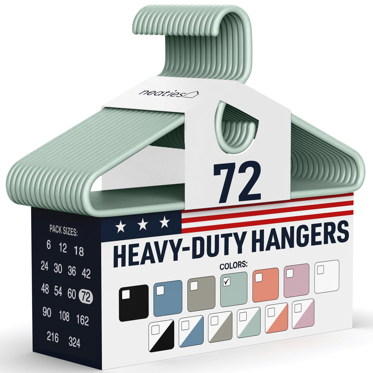 Heavy Duty Clothes Hangers 18 Pack – Made in the USA – 8lb Capacity Plastic Hangers for Adult Clothing – Durable for Pants, Coats, Jackets, or Jeans – White