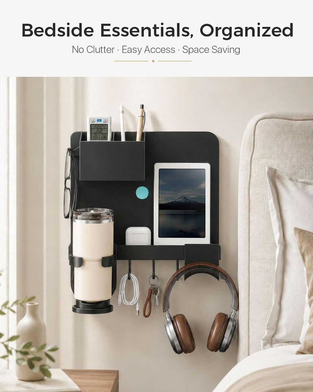 Floating Shelves for Bedside Shelf, Stick On No Drill Bedside Wall Shelf