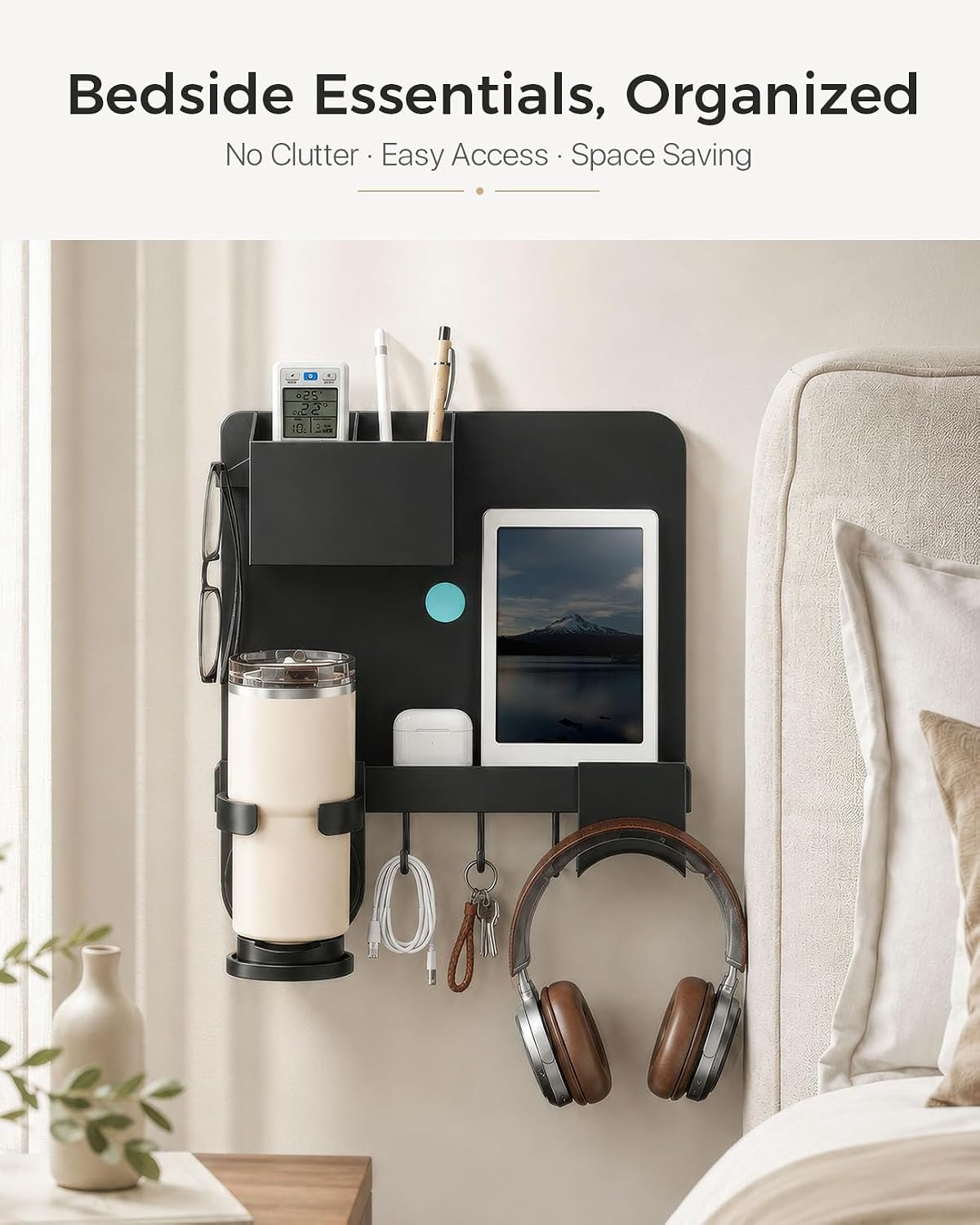 Floating Shelves for Bedside Shelf, Stick On No Drill Bedside Wall Shelf