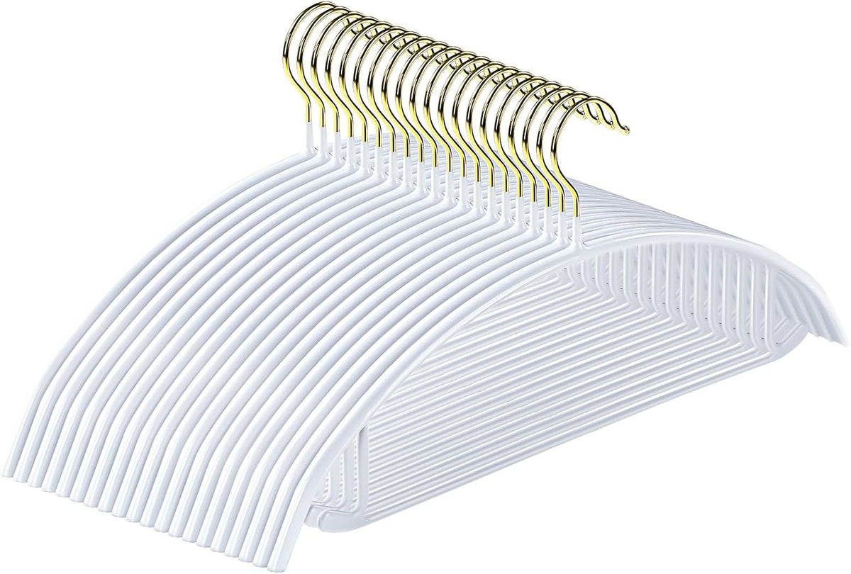 MOPALL Clothes Hangers Non Slip Rubber Coating Metal Hanger, 20 Pack, White