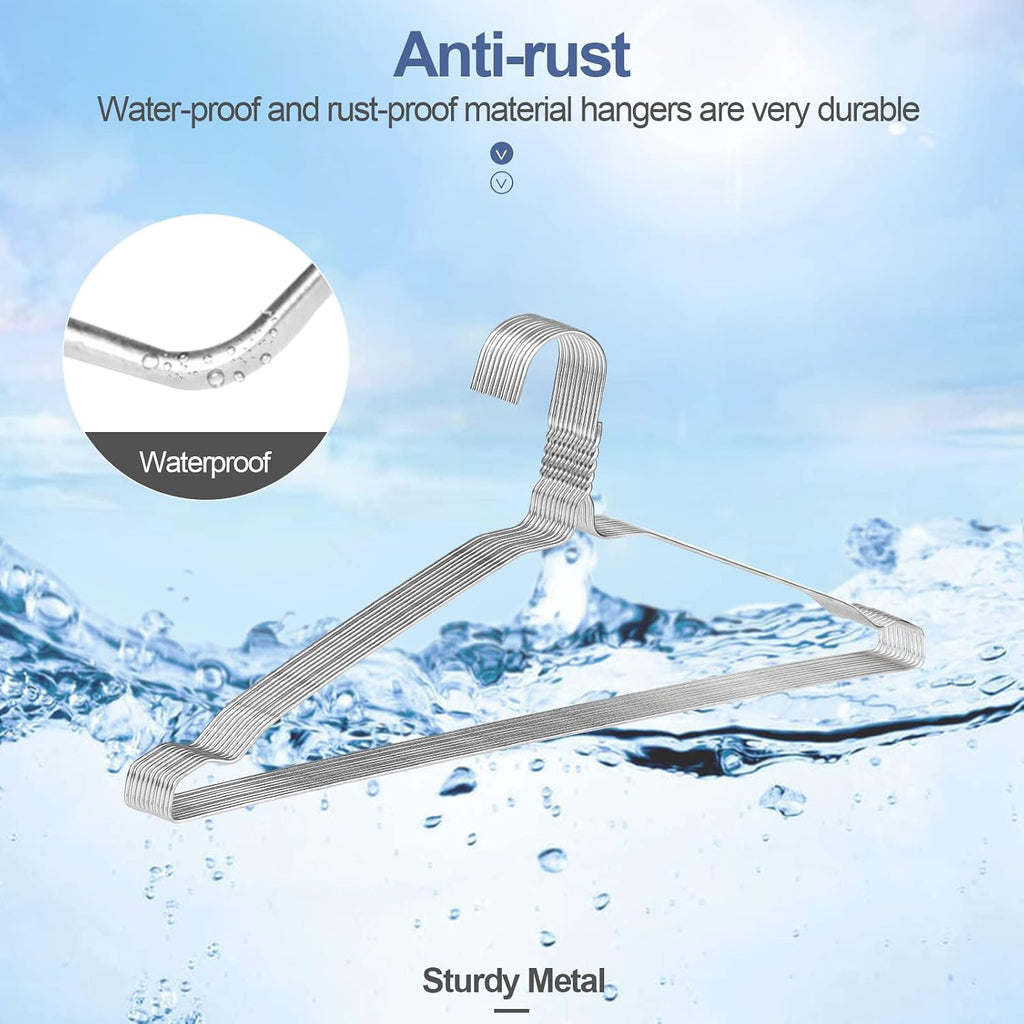 SPECILITE Metal Wire Clothes Hangers Bulk 100 Pack with Grooves, Silver