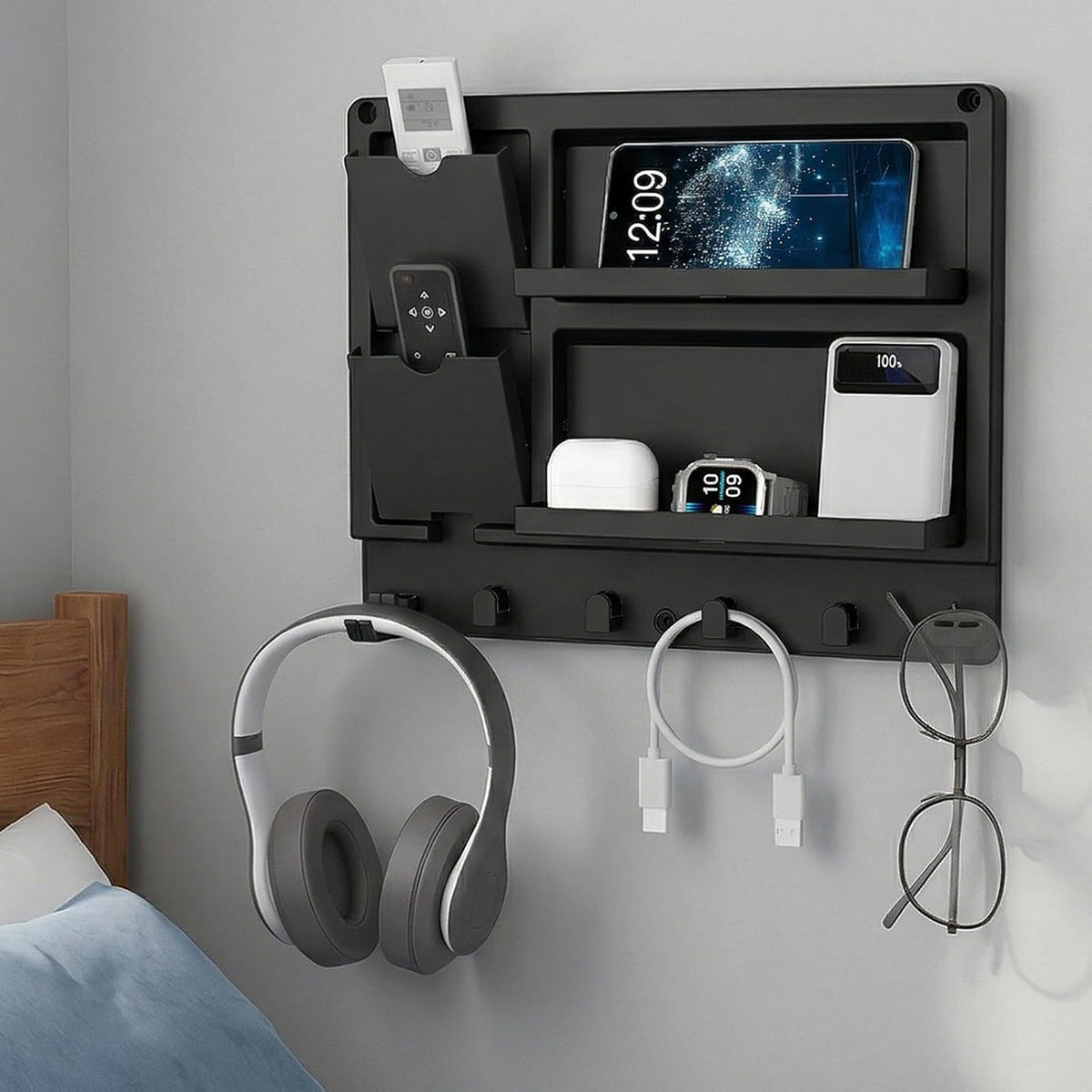 Lifewit Plastic Bedside Wall Shelf, Adhesive Floating Shelves Dorm Decor