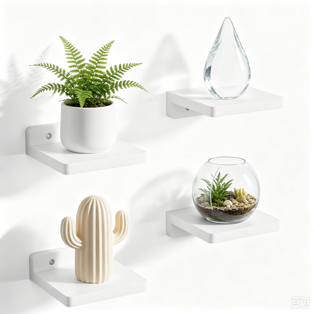 SRIWATANA Black Mini Floating Shelves, Set of 4 Small Wall Display Shelf
