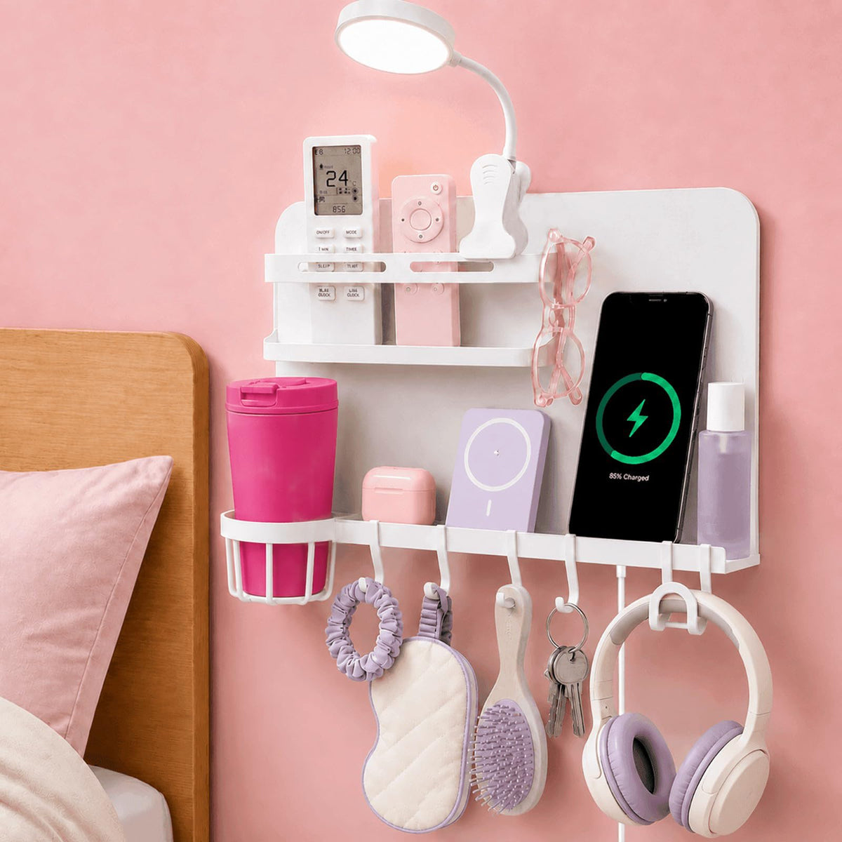 Floating Bedside Wall Shelf,【Metal】 Wall Organizer for College Dorm Decor