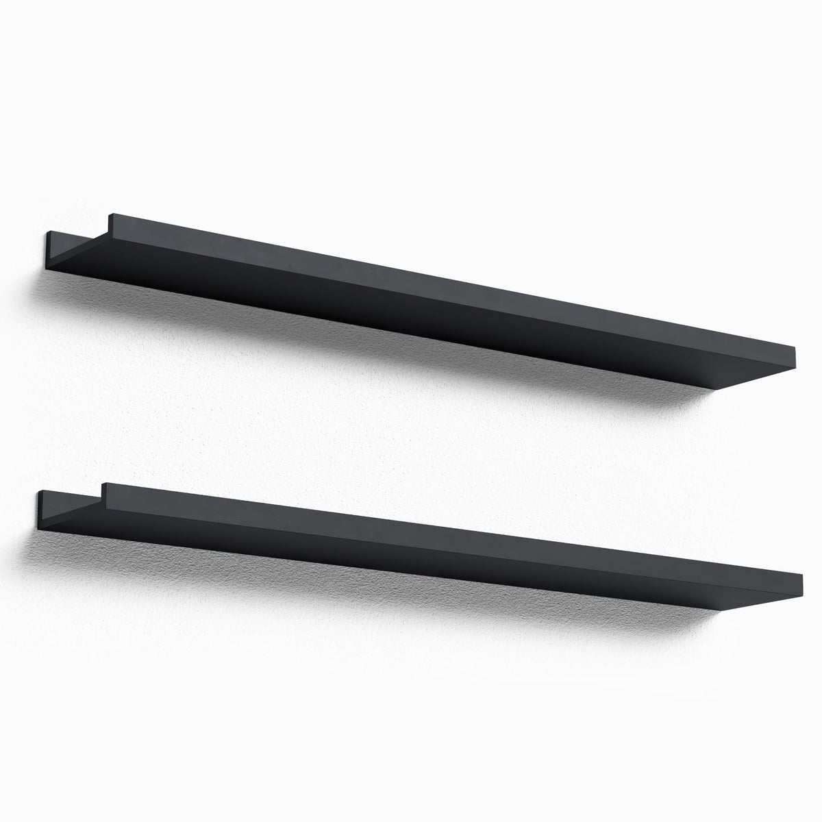 Boswillon Floating Shelves Set of 2, Small Wall Shelf with Lip, 16in, Black