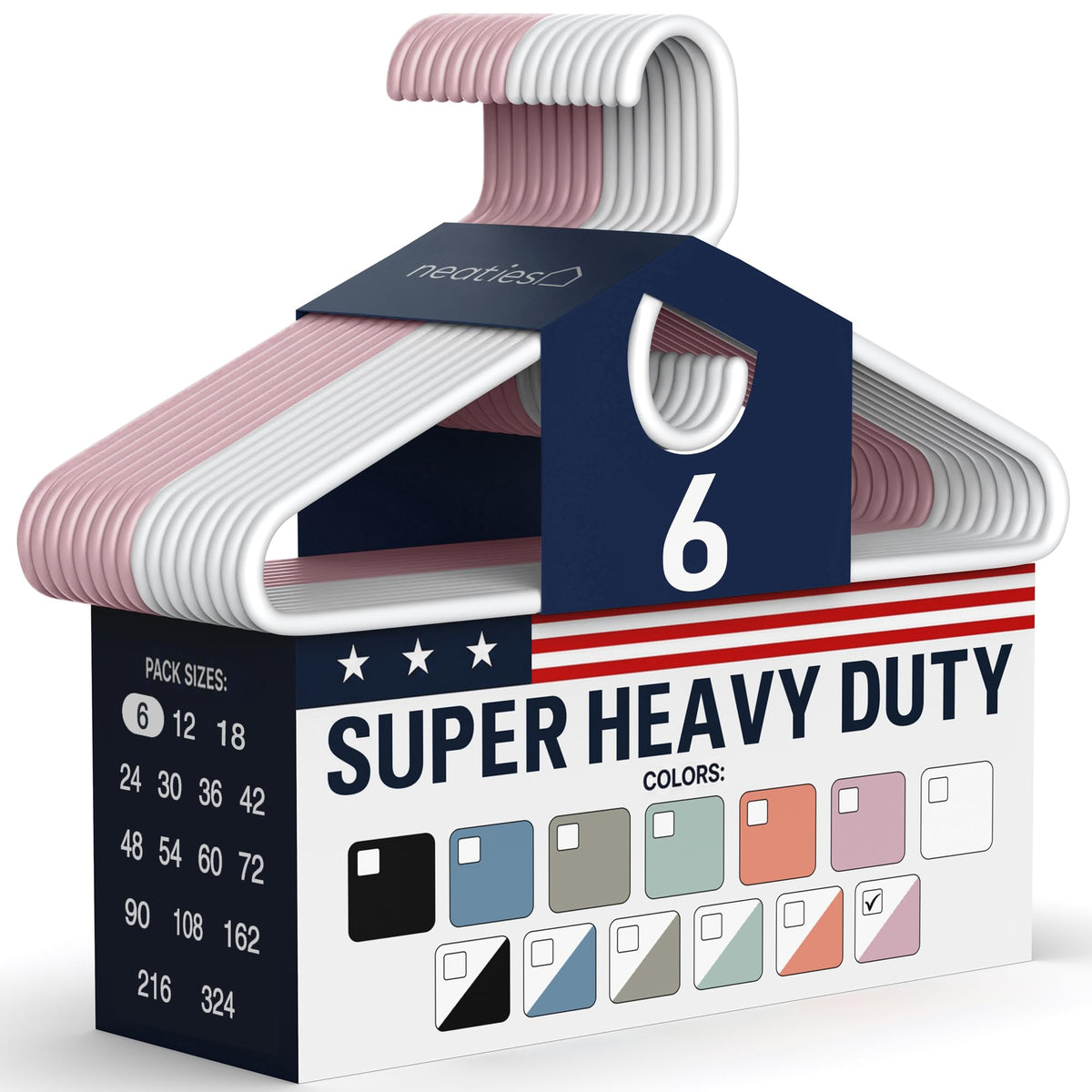 Super Heavy Duty Clothes Hangers 18 Pack – Made in the USA - 10lb Capacity, Thick Plastic Hangers for Pants, Coats, Jackets, Jeans and Adult Clothing – White