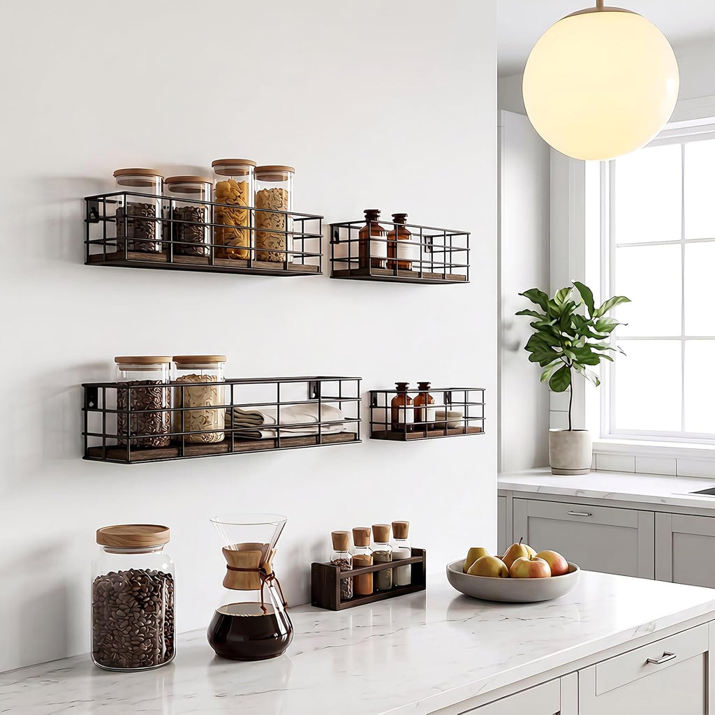 Fixwal Wire Frame Floating Shelves for Wall Storage 4 Different Sizes