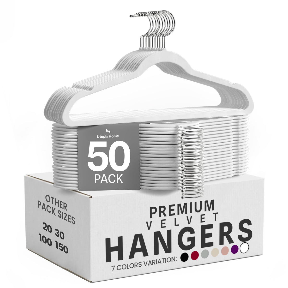 Utopia Home Velvet Hangers, Black, 50 Pack