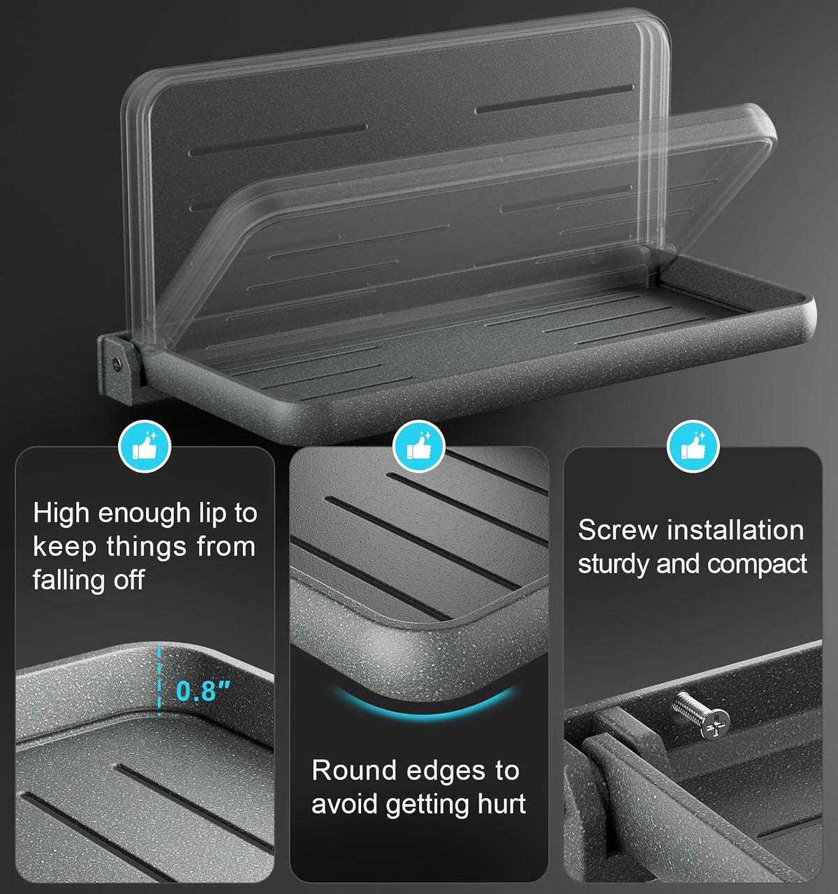 Aluminum RV Folding Shelf 12 Inch Wall Mounted Fold Down Shelves