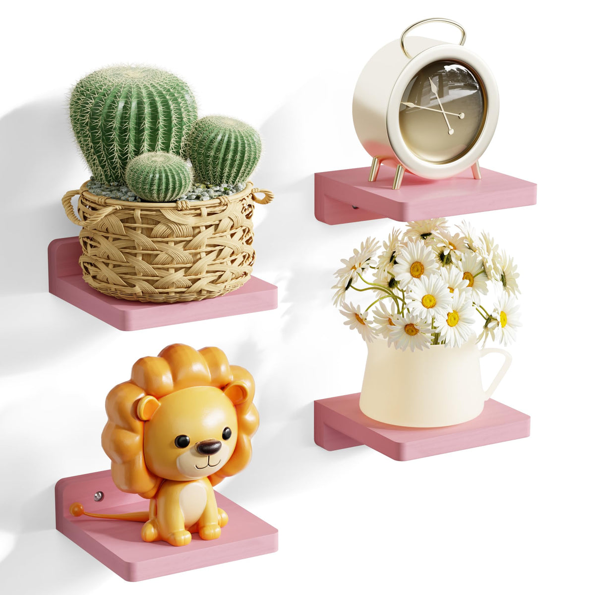 SRIWATANA Black Mini Floating Shelves, Set of 4 Small Wall Display Shelf