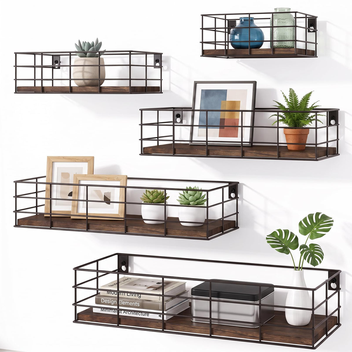 Fixwal Wire Frame Floating Shelves for Wall Storage 4 Different Sizes