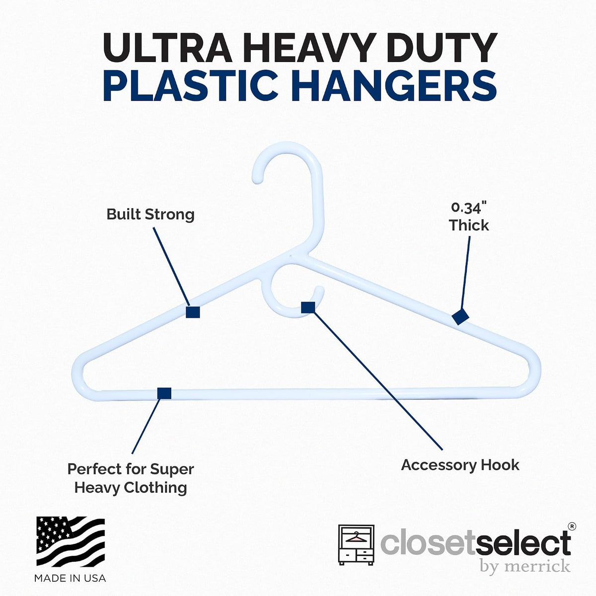 Closetselect Ultra Heavy Duty Hangers 28 Pack - Thick White Clothes Hangers