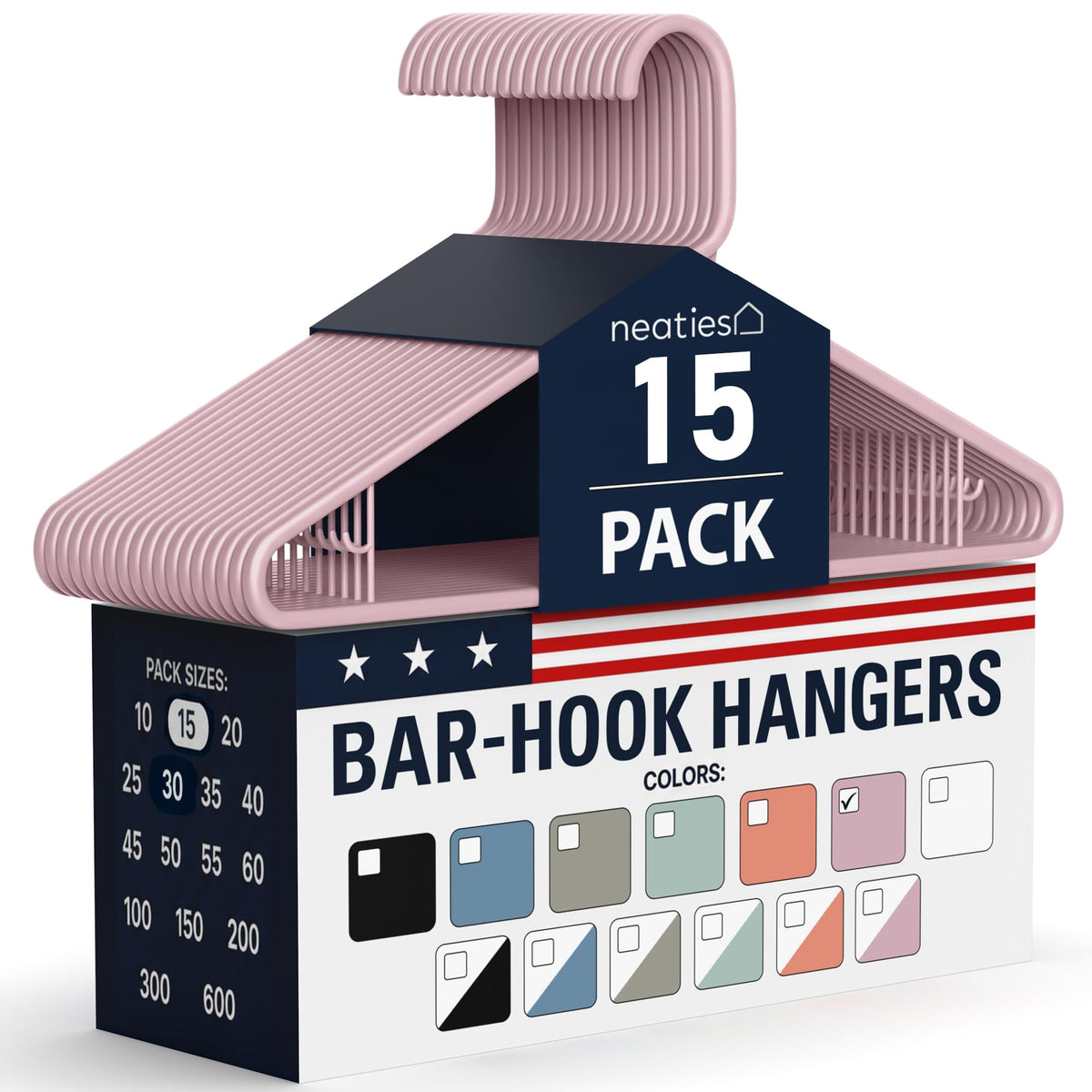 Plastic Hangers 30 Pack – Made in the USA – 6lb Capacity Standard Clothes Hangers with Strap Hooks for Dresses, Lingerie, Shirts, Pants, and Jackets – White