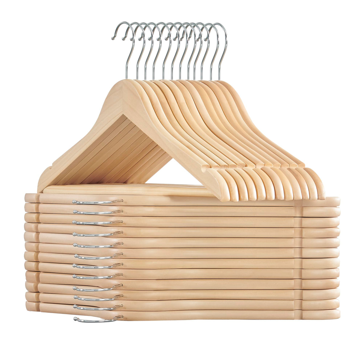 SONGMICS Wooden Hangers, Pack of 24, Maple Wood Clothes Hangers