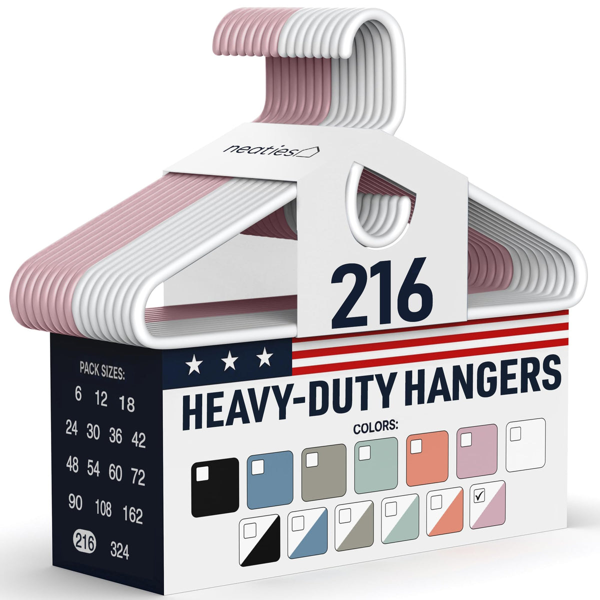 Heavy Duty Clothes Hangers 18 Pack – Made in the USA – 8lb Capacity Plastic Hangers for Adult Clothing – Durable for Pants, Coats, Jackets, or Jeans – White