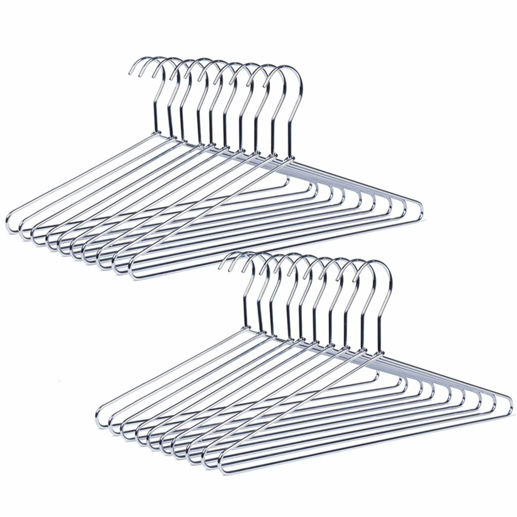 Amber Home 30 Pack Heavy Duty Metal Coat Hangers, Smooth Chrome Hangers