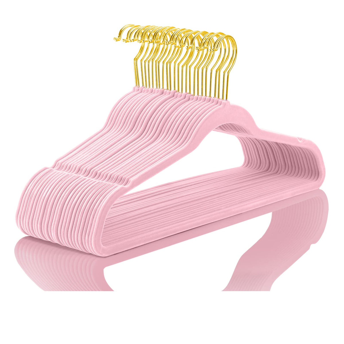 MIZGI Premium Velvet Hangers Pack 50 Pcs Heavyduty - Non Slip Slimline - Velvet Suit Hangers Ivory - Gold Hooks,Space Saving Clothes Hangers …