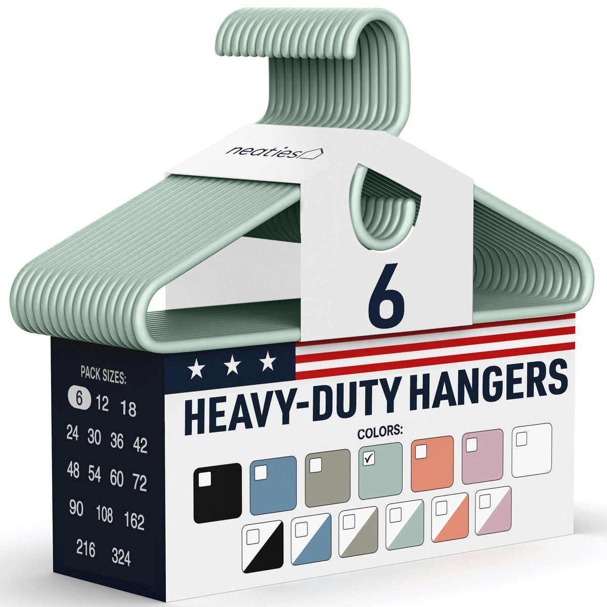 Heavy Duty Clothes Hangers 18 Pack – Made in the USA – 8lb Capacity Plastic Hangers for Adult Clothing – Durable for Pants, Coats, Jackets, or Jeans – White