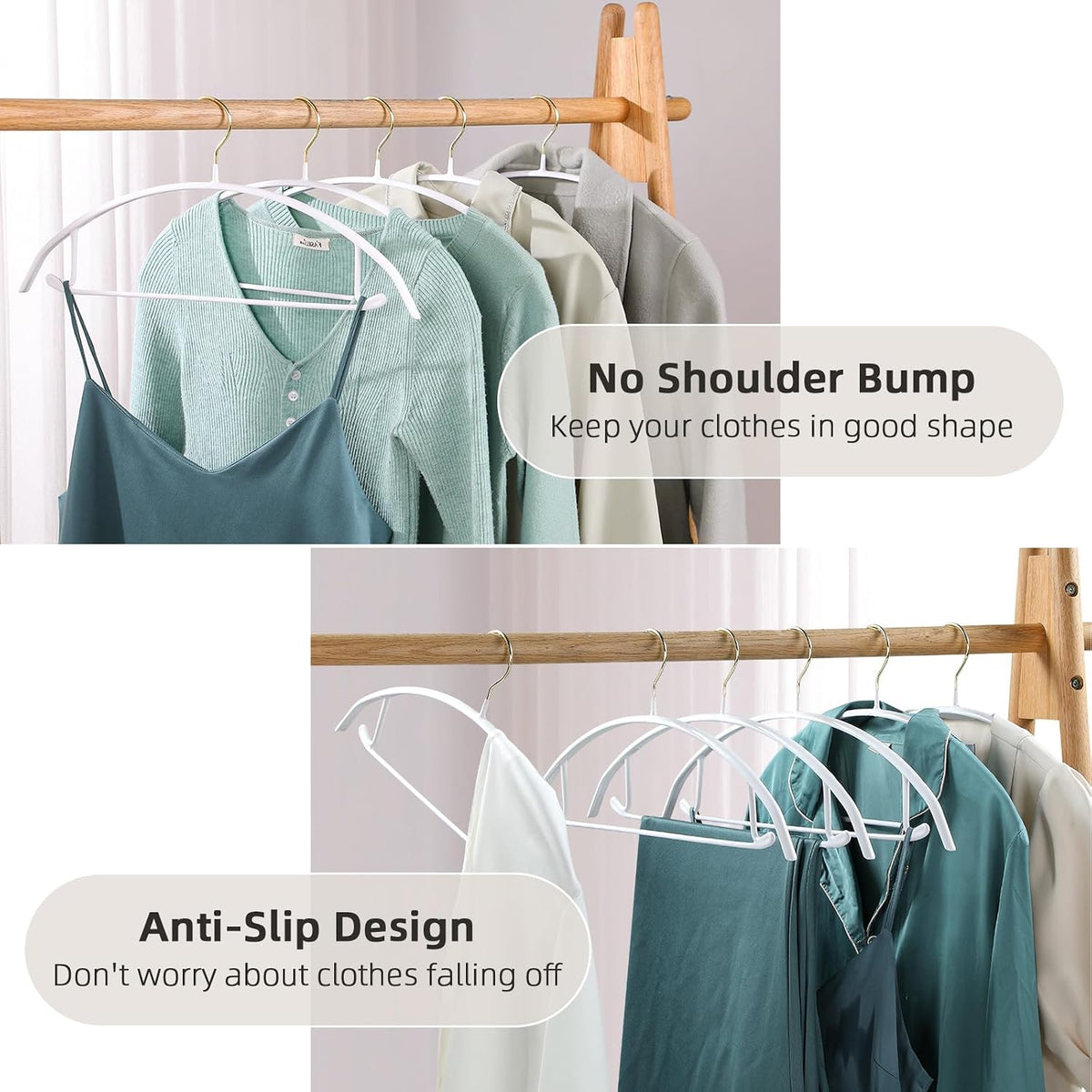 MOPALL Clothes Hangers Non Slip Rubber Coating Metal Hanger, 20 Pack, White