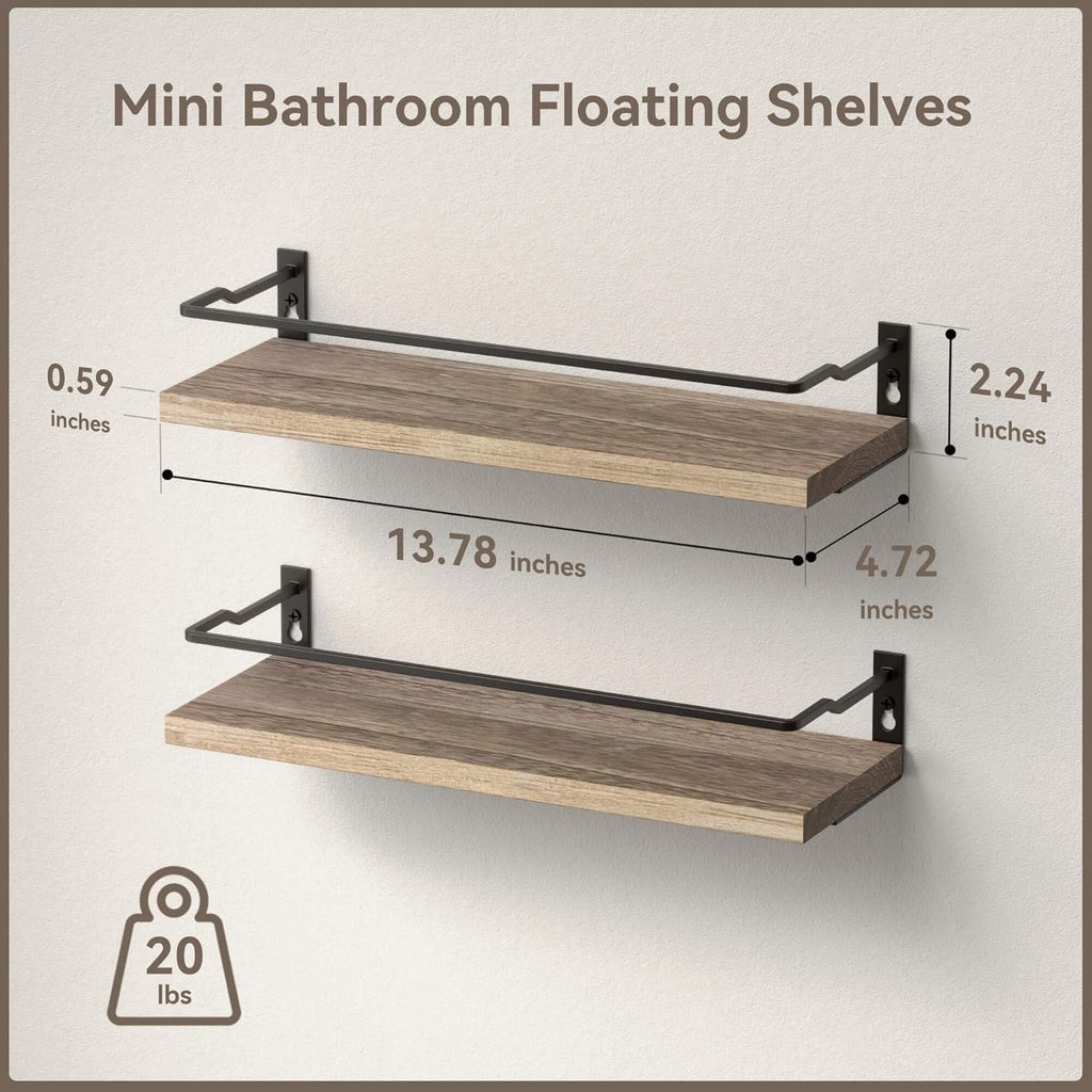 RICHER HOUSE Floating Shelves Bathroom, Small Wall Shelf Over Toilet 2 Set