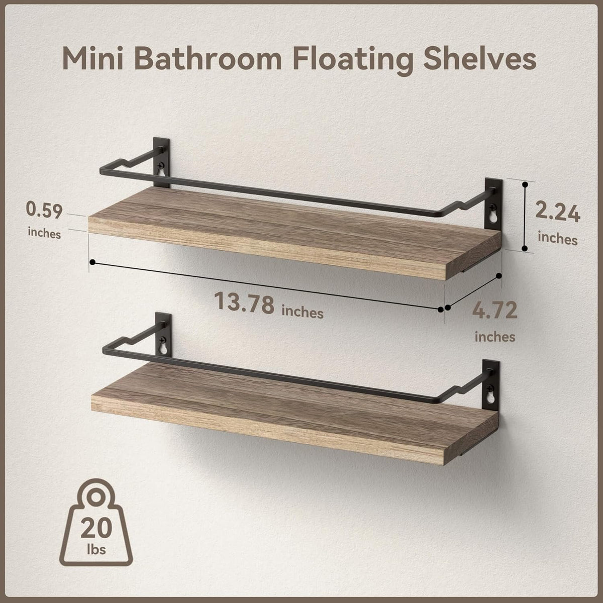 RICHER HOUSE Floating Shelves Bathroom, Small Wall Shelf Over Toilet 2 Set