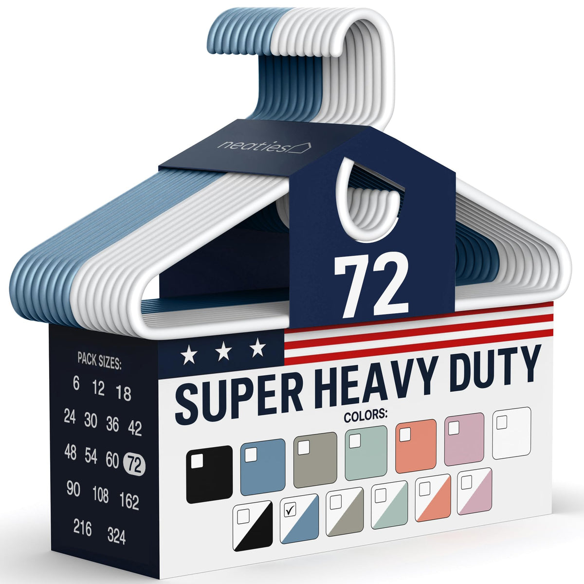 Super Heavy Duty Clothes Hangers 18 Pack – Made in the USA - 10lb Capacity, Thick Plastic Hangers for Pants, Coats, Jackets, Jeans and Adult Clothing – White